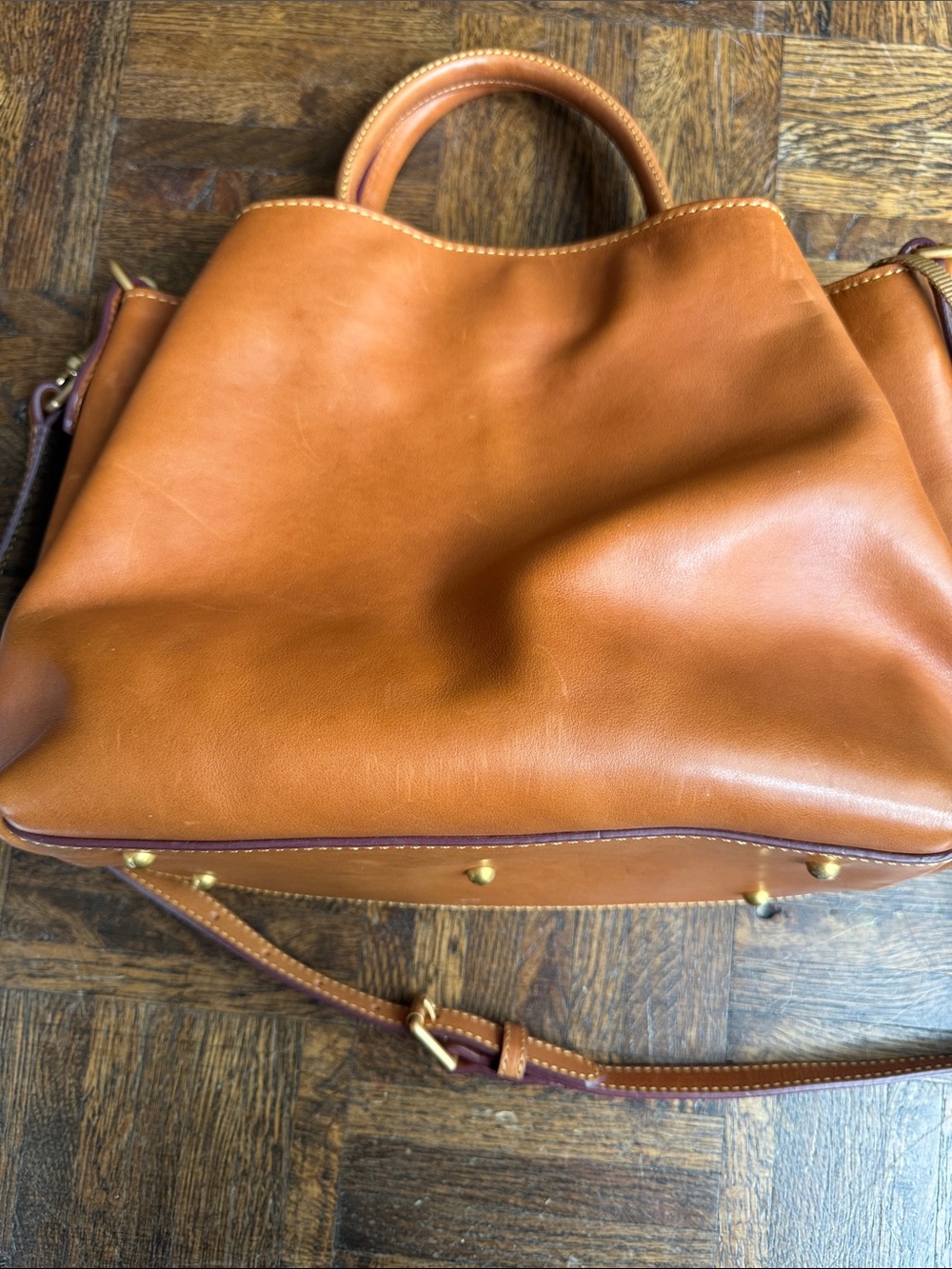 Dooney & Bourke Pebbled Leather Satchel in Tan Brown - Picture 7 of 9